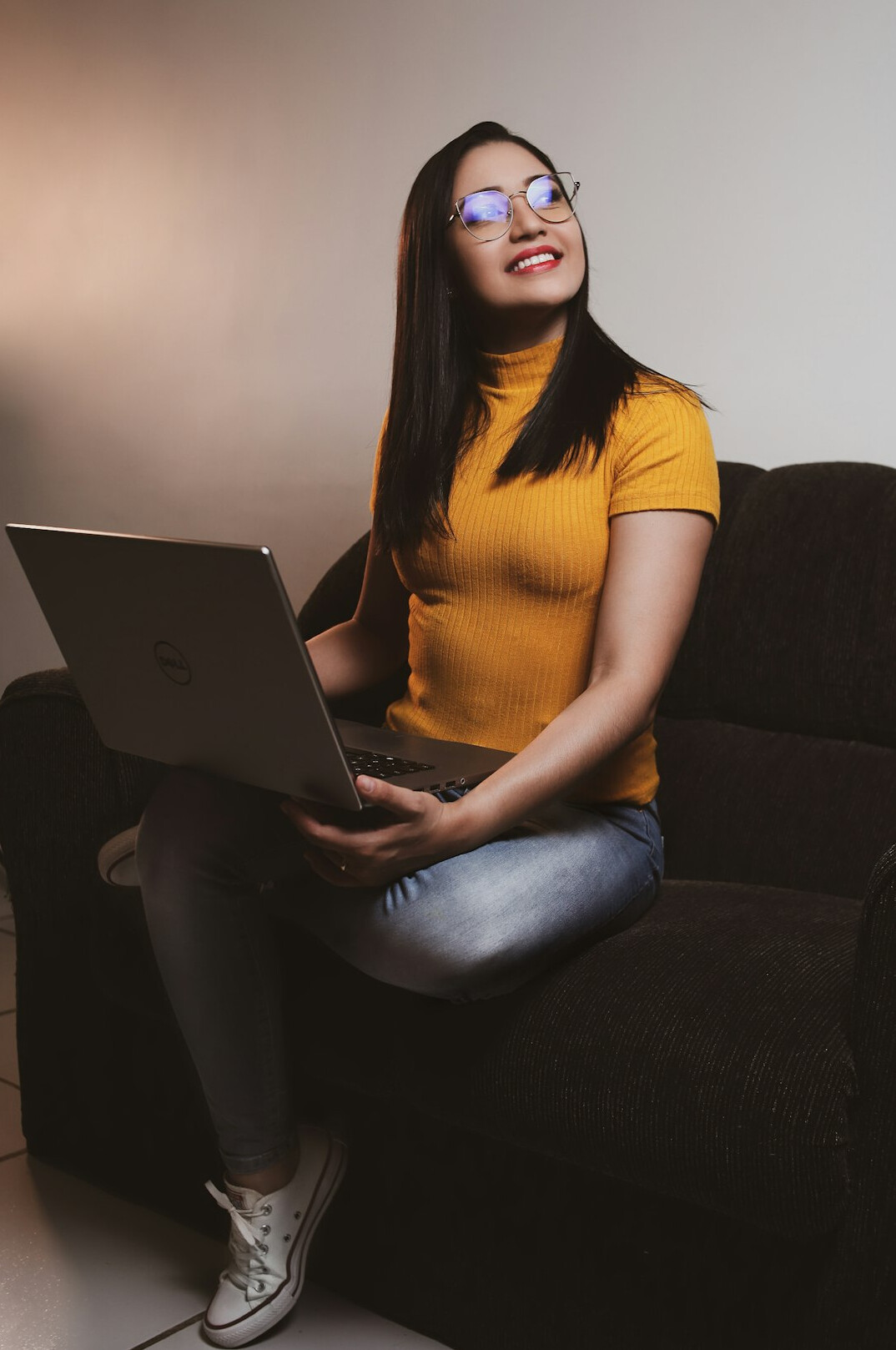 woman studying online