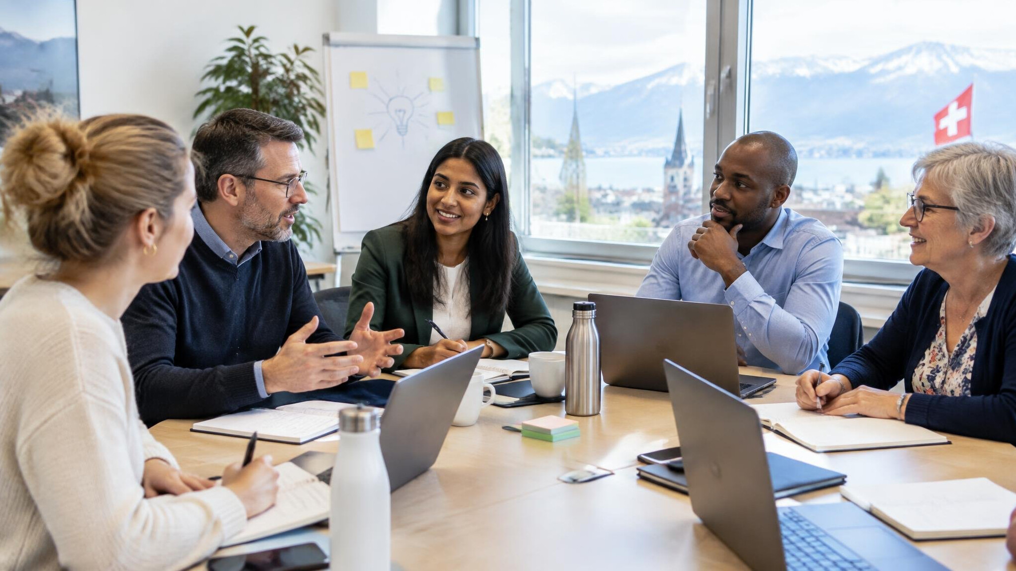 Diverse group of professionals discussing during a training workshop